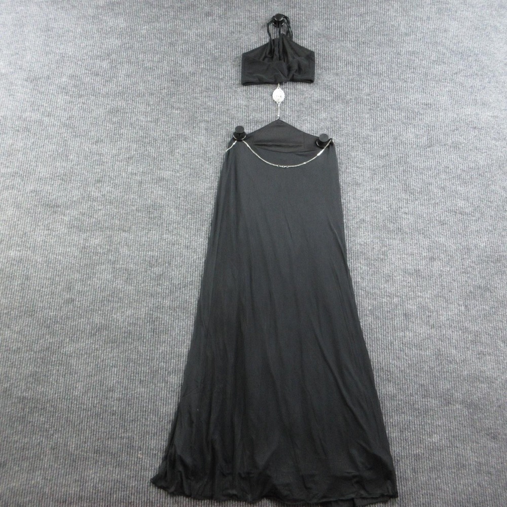 Generation KISS Dress Womens S Black Maxi Slip Dress Lined Chiffon Strapless NWT
